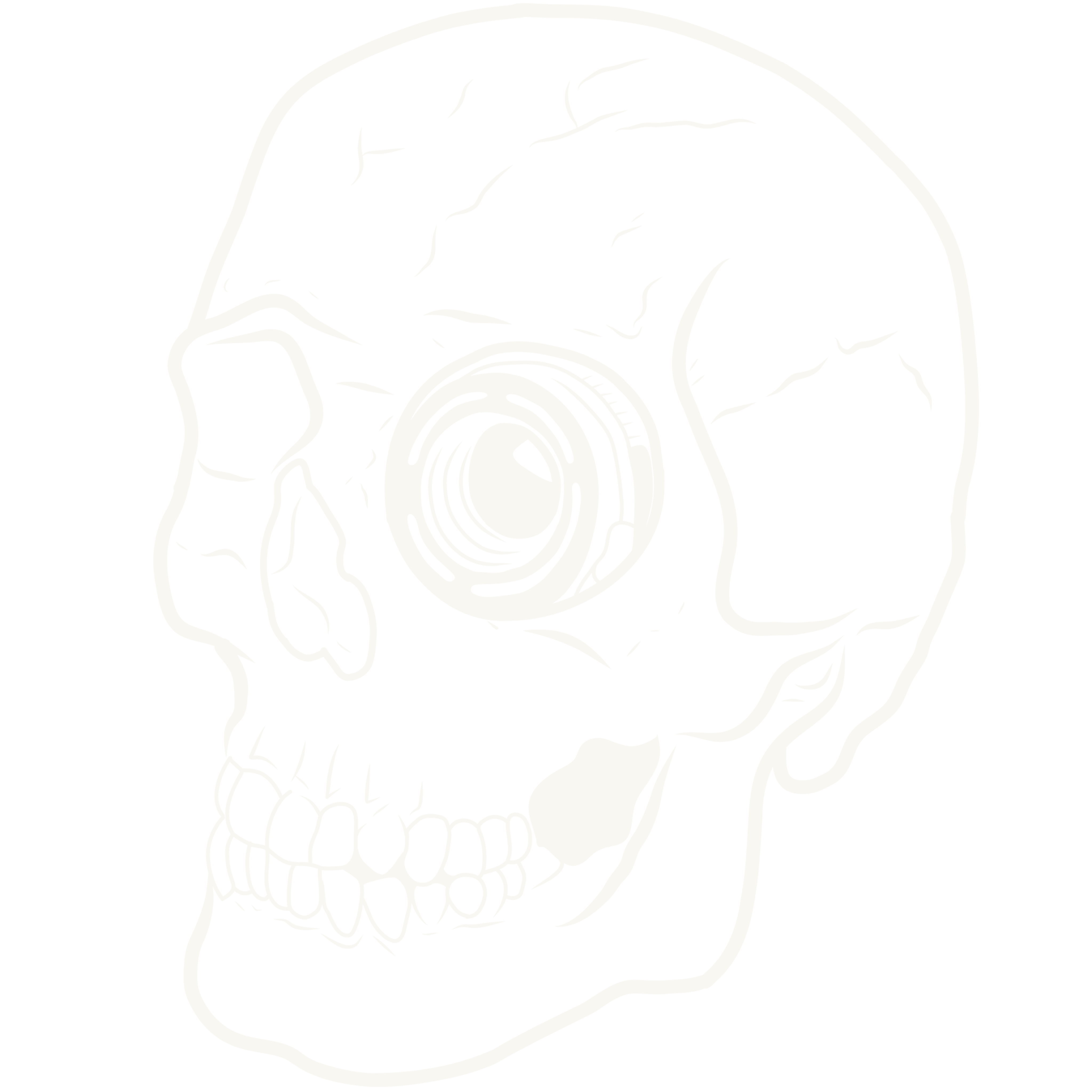 Stylized human skull with one eye replaced by a camera lens, outlined in white on a black background, conveying a creative and slightly eerie tone, no visible text